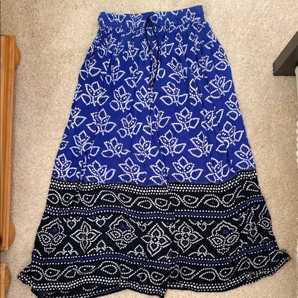 Blue and Black Printed Indian Skirt